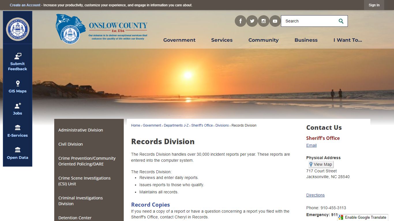 Records Division | Onslow County, NC
